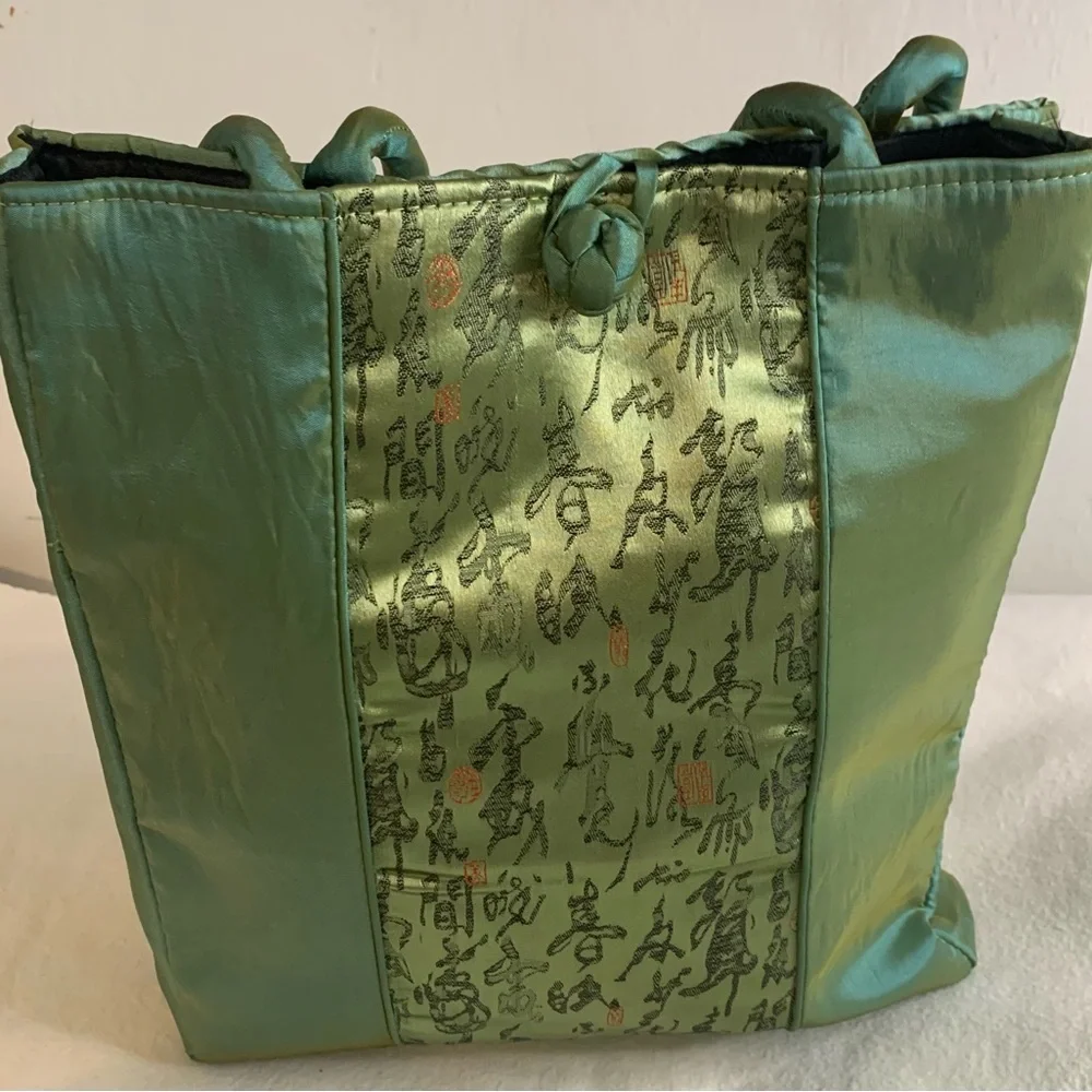 Japanese Kimono HandBag, Silk Purse Womens Brand New Geisha Green Tote - Picture 2 of 14